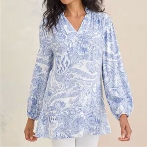 Chico’s Paisley Peasant Lightweight Blouse Size Small